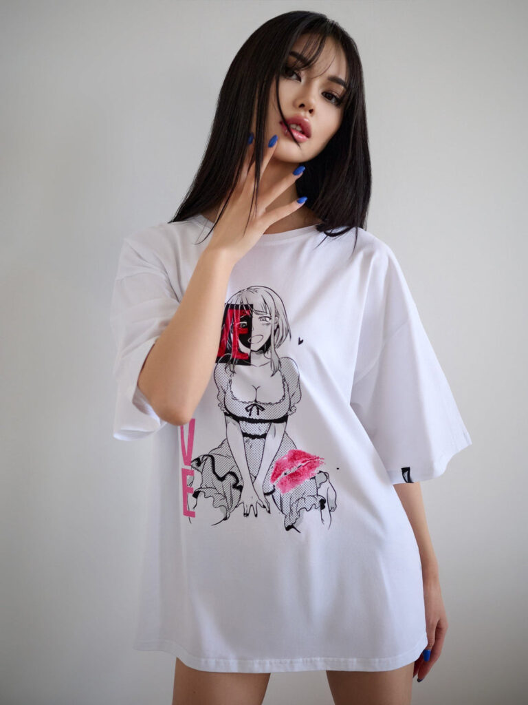 Oversized Sports T-Shirt Anime White - One size Oversized Sports T-Shirt Anime White - One size