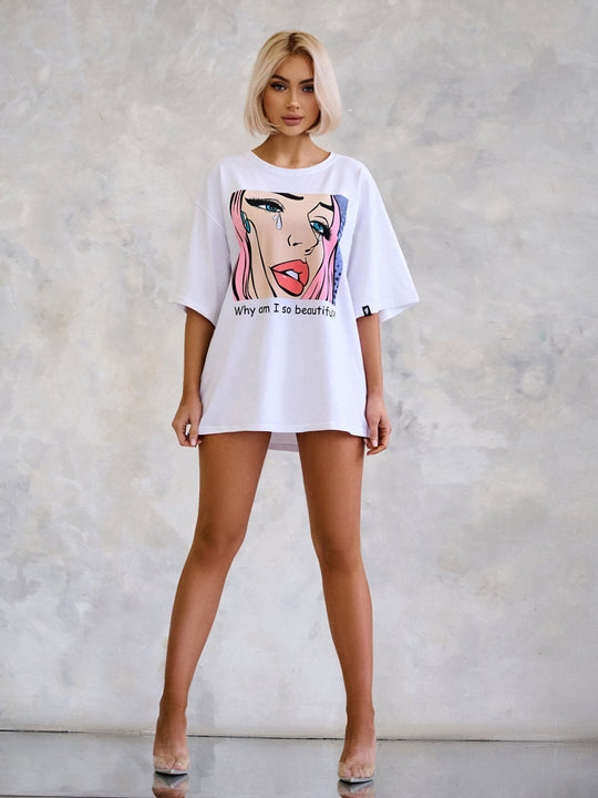 Oversized Cotton T-Shirt Beautiful - One size Oversized Cotton T-Shirt Beautiful - One size