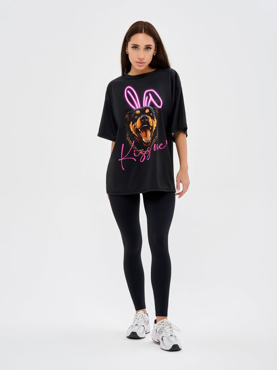 Oversized Cotton T-Shirt Dangerous Kiss - One Size Oversized Cotton T-Shirt Dangerous Kiss - One Size