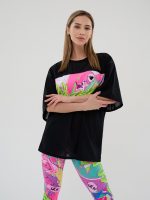 Oversized Sports T-Shirt Anime Black