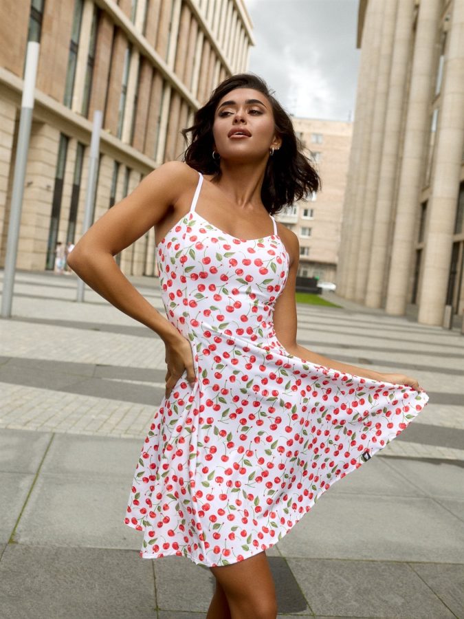 Dress Cuty Cute White Cherry