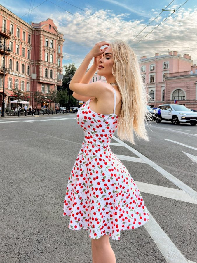 Dress Cuty Cute White Cherry