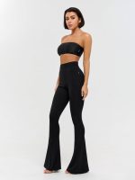 Pants Flares Black Rib