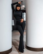 Pants Flares Black Rib