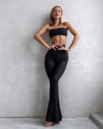 Pants Flares Black Rib
