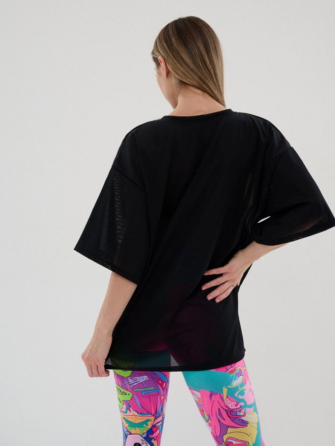 Oversized Sports T-Shirt Anime Black