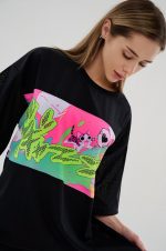 Oversized Sports T-Shirt Anime Black