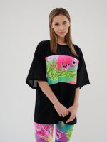 Oversized Sports T-Shirt Anime Black