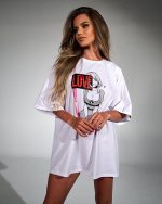 Oversized Sports T-Shirt Anime White – One size