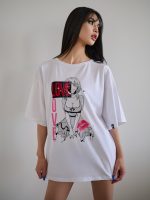 Oversized Sports T-Shirt Anime White – One size