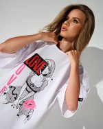 Oversized Sports T-Shirt Anime White – One size