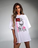 Oversized Sports T-Shirt Anime White – One size