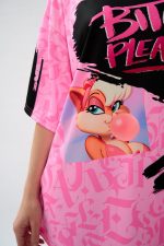 Oversized Cotton T-Shirt Bubble gum – One size